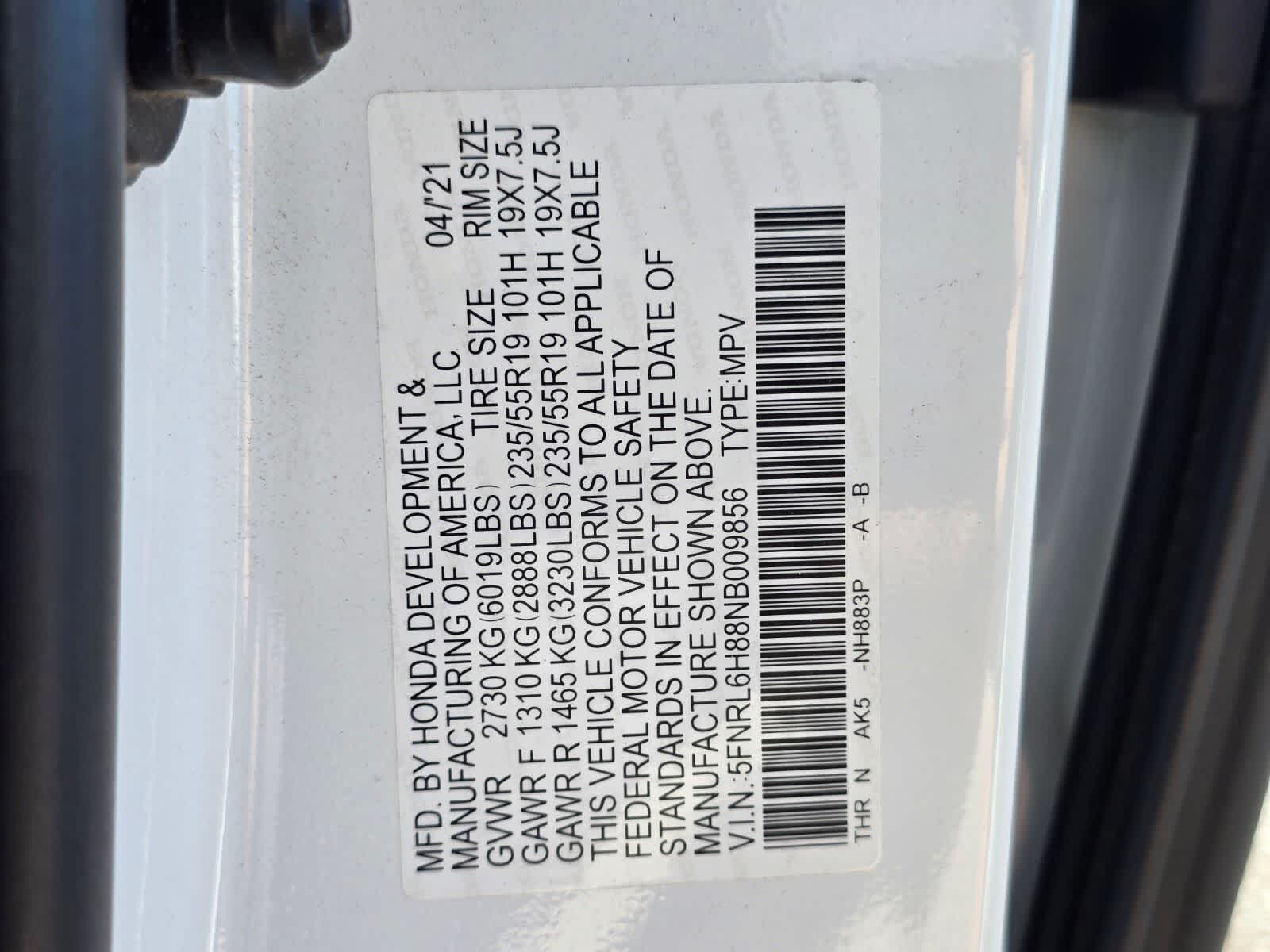 Honda Odyssey Touring 2022