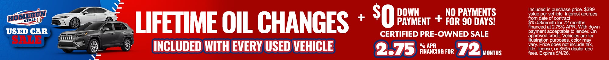 Cambios de aceite de por vida para vehículos de segunda mano