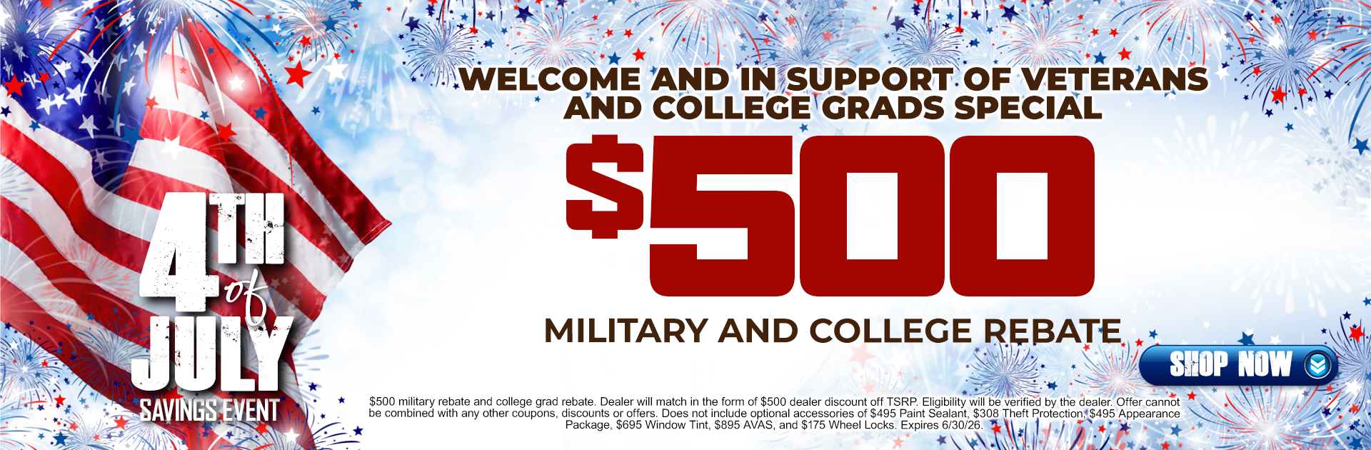 Descuento de 500 $ para militares y estudiantes universitarios