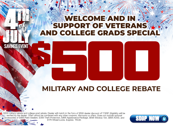 Descuento de 500 $ para militares y estudiantes universitarios