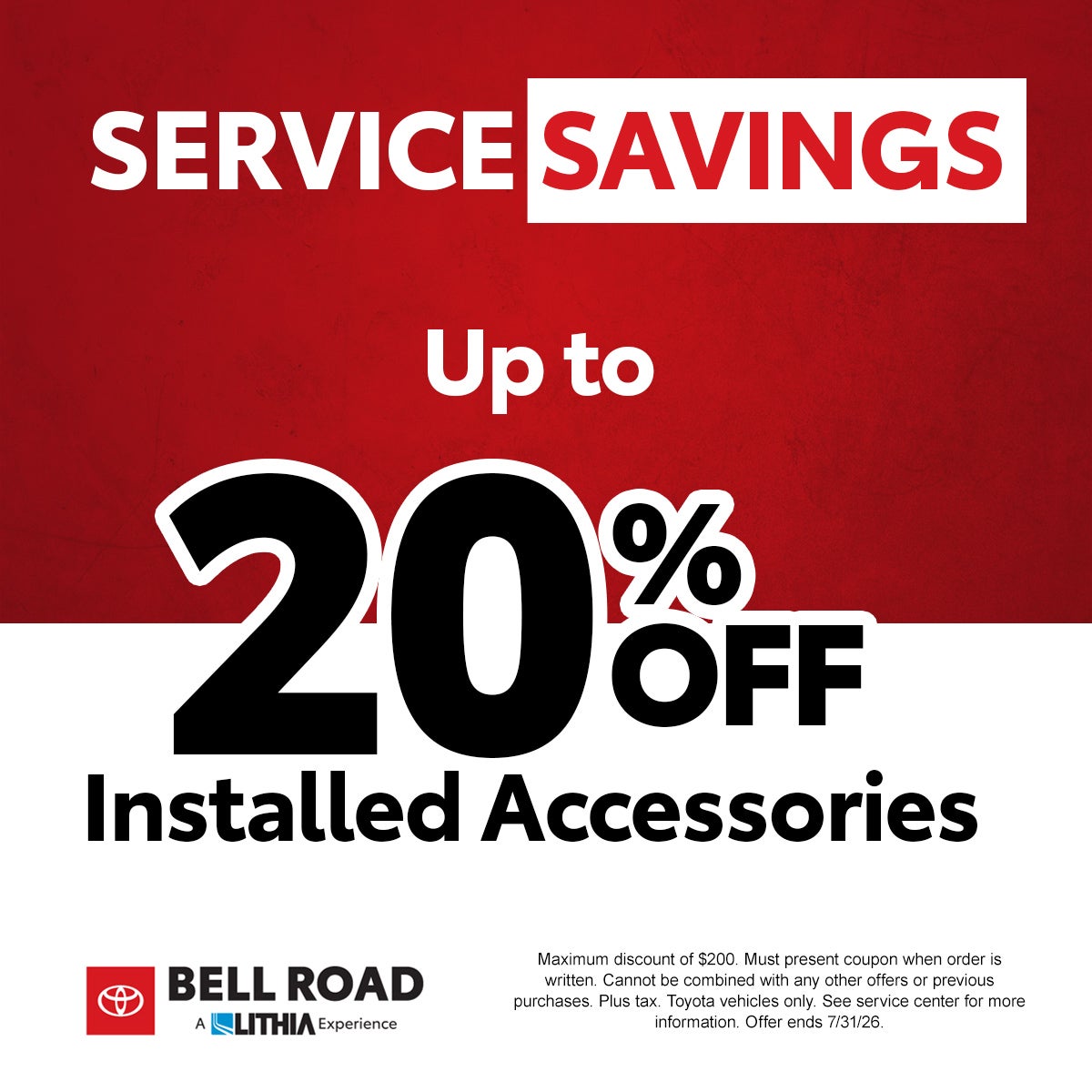 Accesorios instalados: hasta un 20 % de descuento