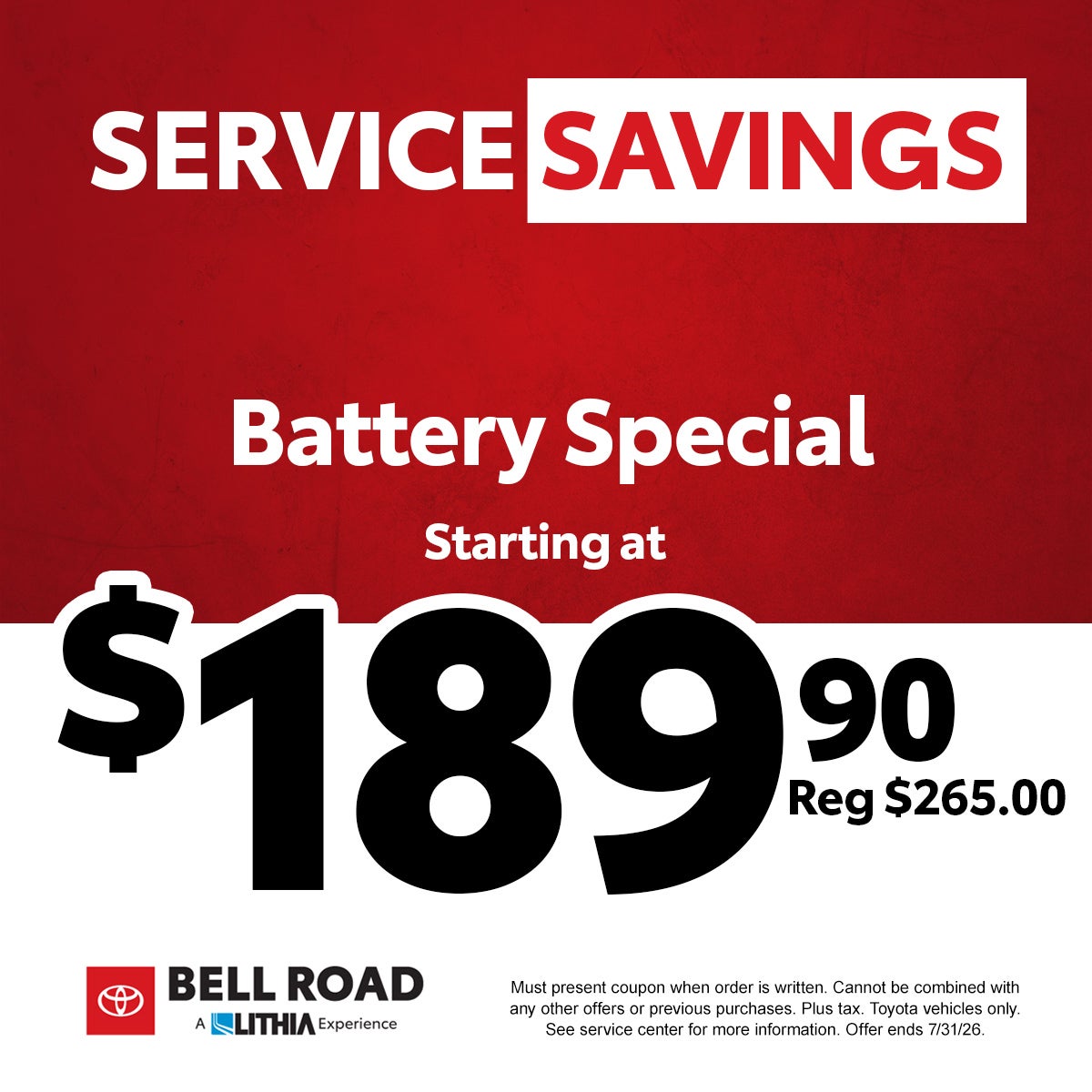 Oferta especial de baterías: 189,90 $