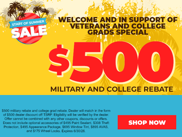 Descuento de 500 $ para militares y estudiantes universitarios