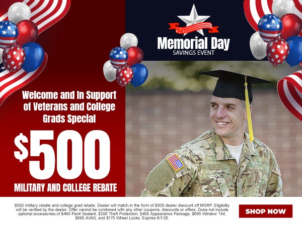 Descuento de 500 $ para militares y estudiantes universitarios