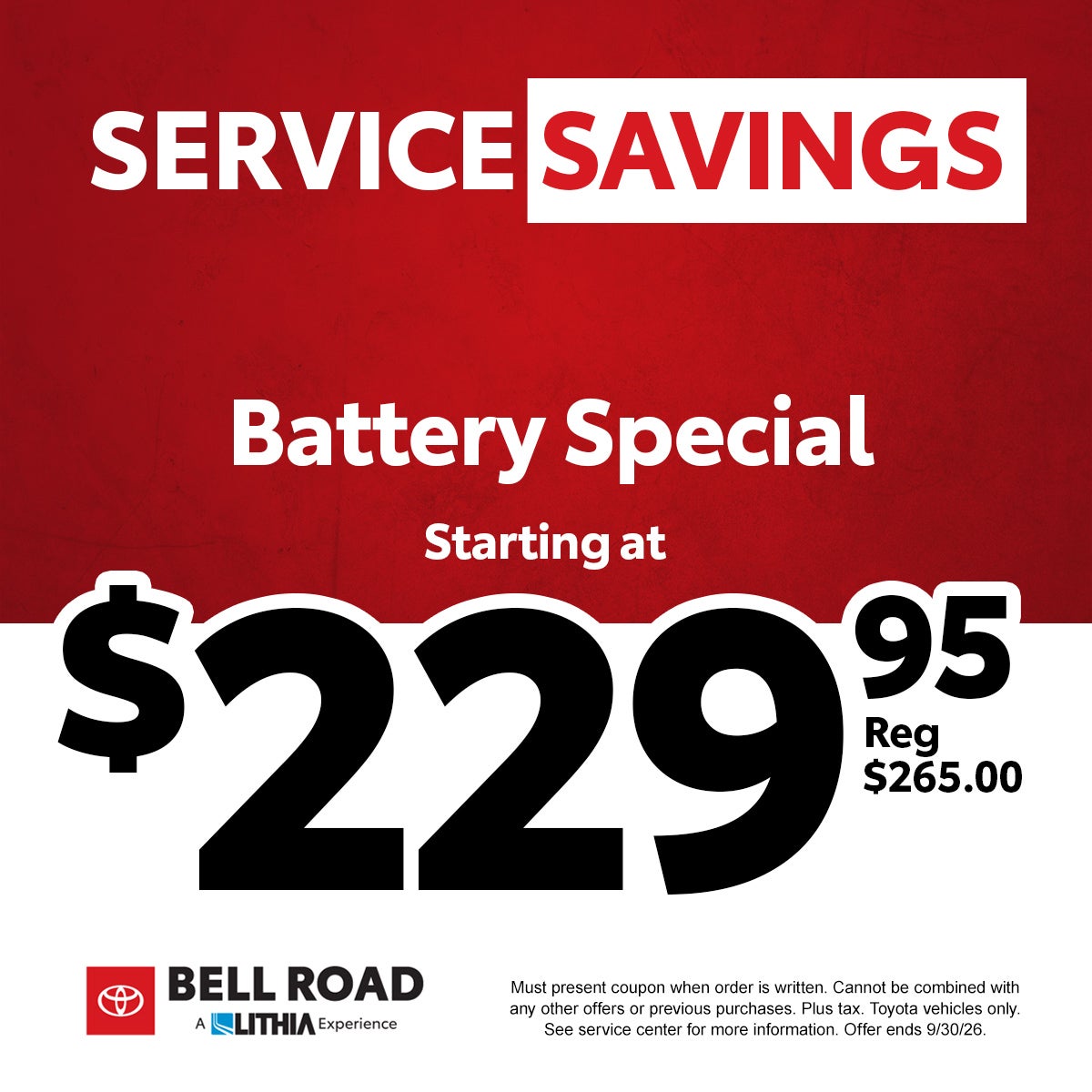Battery Special - $229.95