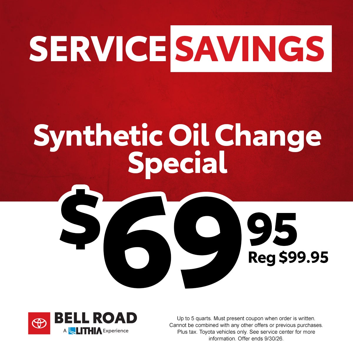 Synthetic Oil Change - $69.95